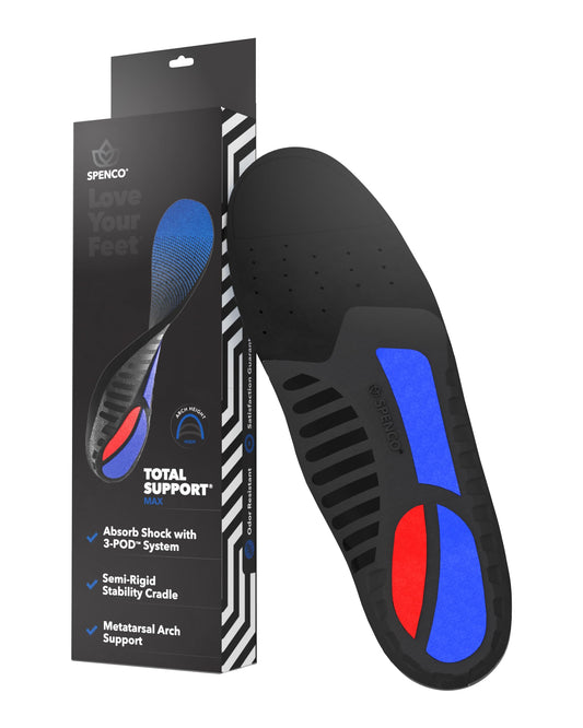 Spenco Total Support Max Shoe Insoles - Orthotic Metatarsal Arch Support Inserts - Absorbs Shock, Reduces Over-Pronation, Conforms to Foot Contours, Deep Heel Cupping Women's 7-8.5/Men's 6-7.5