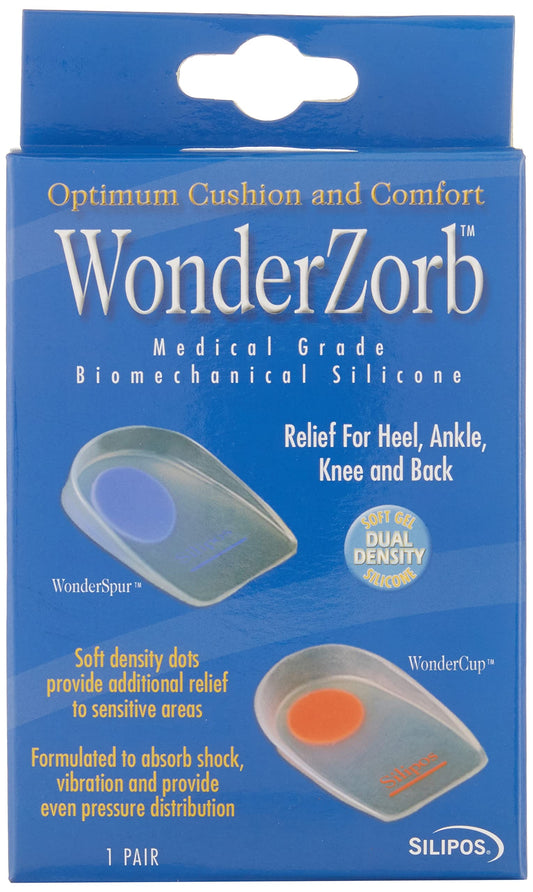 Wonder-Spur Soft Silicone Blue Dot Heel Cups, Large fits Men's shoe 8-10, Women's 10-12