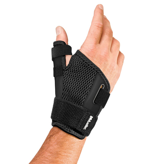 MUELLER Adjust-to-Fit Thumb Stabilizer - Unisex, One Size Fits Most, Ideal for De Quervains Tenosynovitis Brace, Thumb Brace for Arthritis Pain and Support, Can be Worn on Both Hands