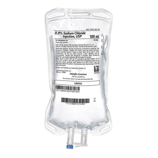 0.9% Sodium Chloride IV Bag for Injection 500mL